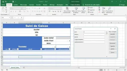 Modèle livre de caisse - format Excel (M92478)